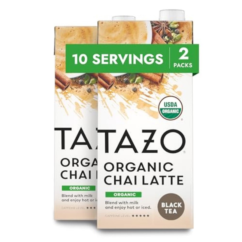 TAZO Organic Chai Latte Concentrate Black Tea 32oz Pack of 2 Hot or Iced