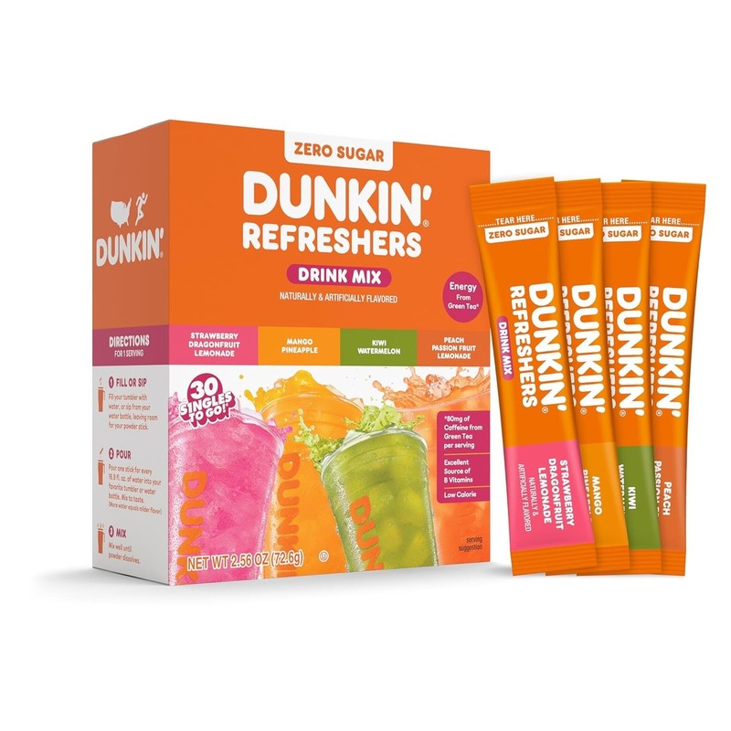 Dunkin’ 🍩 Refreshers Singles To Go! 🍓🍑🥝🍉🍍30 Ct Variety Pack