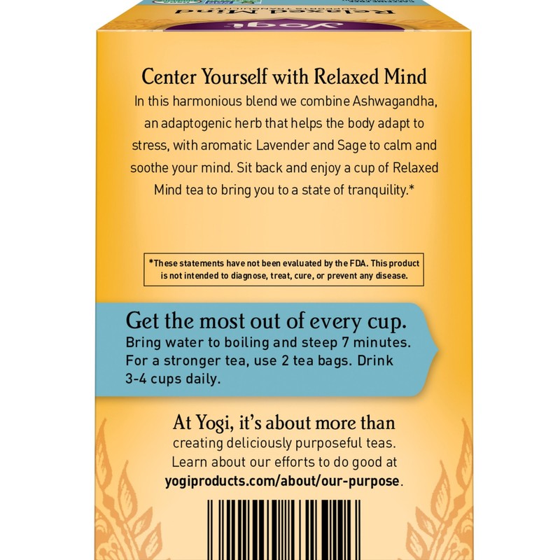 Yogi Tea - Relaxed Mind (4 Pack) - Caffeine Free - 64 Organic Herbal Tea Bags gallery