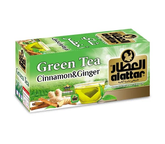 Alattar Green Tea Cinnamon & Ginger 20 Bags – Natural Herbal Blend