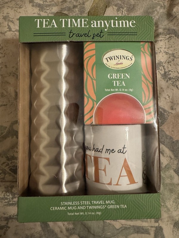 Twinings Tea Time Anytime Travel Set, Travel + Ceramic Mugs, EXP 10/11/25, New