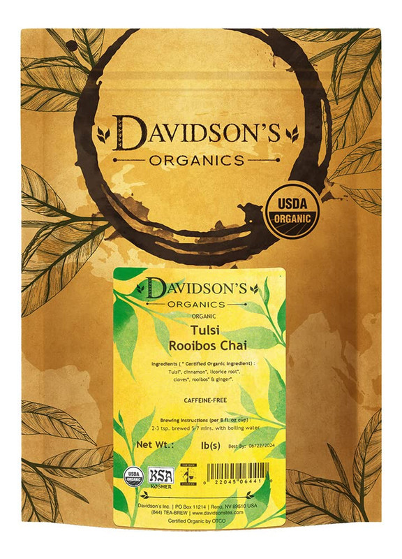 Davidson's Organics, Tulsi Rooibos Chai, Loose Leaf Tea, 16-Ounce Bag