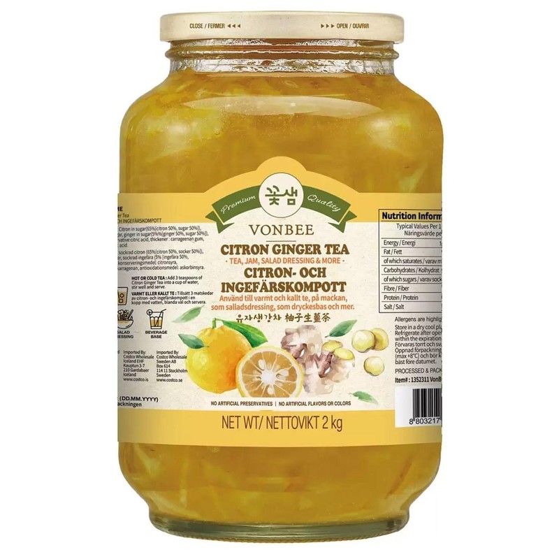 Vonbee Citron & Ginger Tea Jam Spread Salad Dressing Yuja syrup 2kg