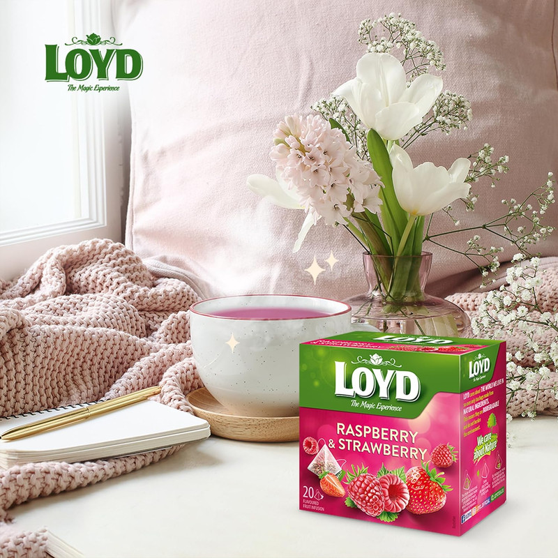 Loyd Raspberry & Strawberry Pyramid Tea Fruity & Herbal 20 Tea Bags (Pack Of 4) gallery