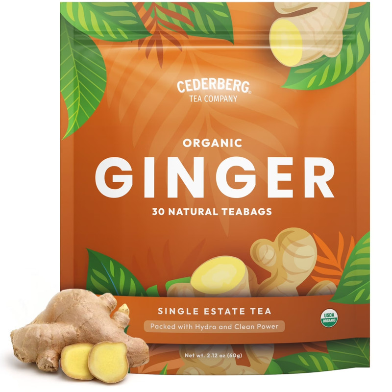 Cederberg Tea Company Organic Ginger Tea Bags – 30 Count | Caffeine-Free |