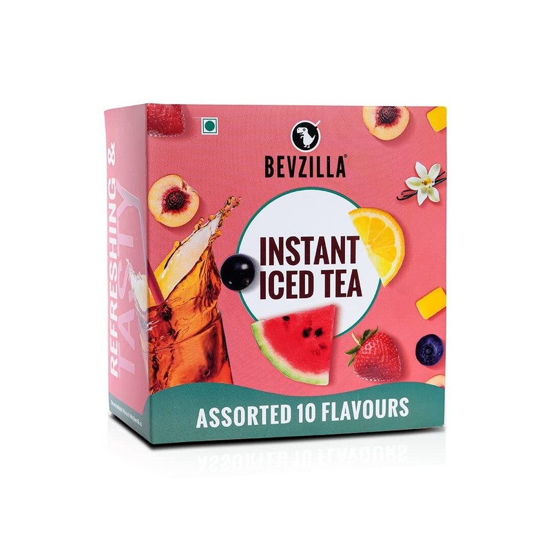 Bevzilla Iced Tea Powder Sachets Assorted 10 Flavours |30g x 10 Pouches