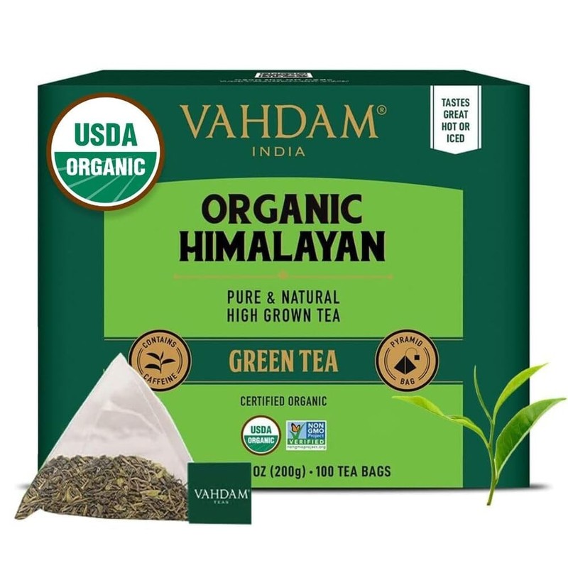 VAHDAM, Organic Himalayan Green Tea (100 Count) 100 Count (Pack of 1),