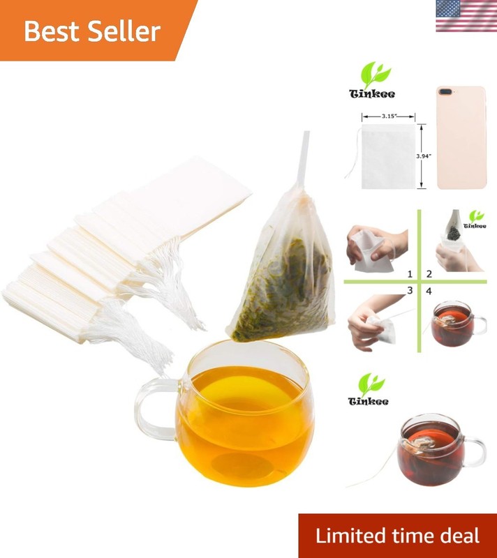 Disposable Tea Infusers – 100 Soft White Drawstring Bags for Loose Leaf