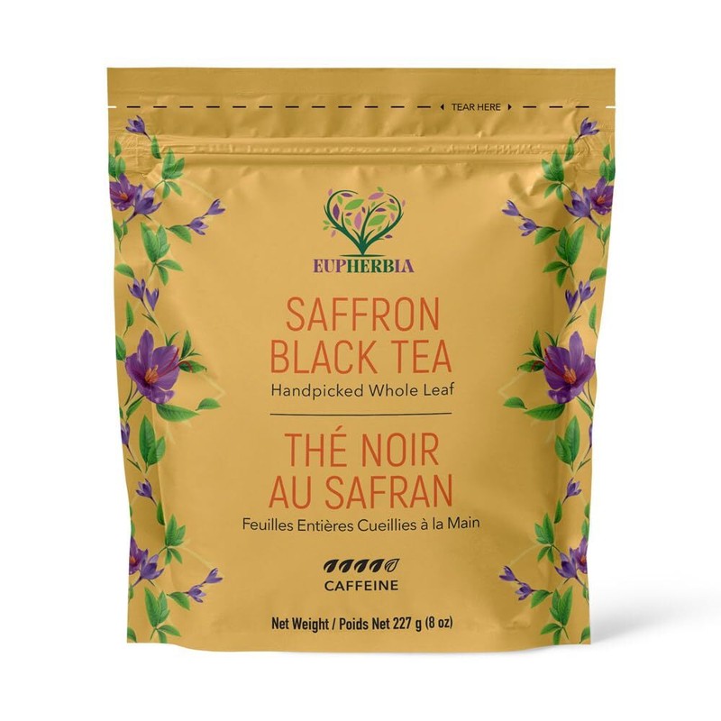 Saffron Black Tea Handpicked Highland Grown Whole Leaf Tea Enriched with 3 Gr…