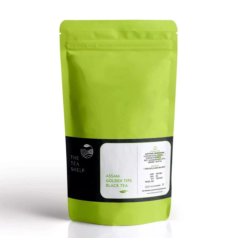 The Tea Shelf Assam Golden Tips Second Flush Black Tea 100 Grams