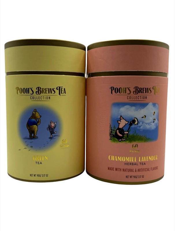 2 PK – Pooh’s Brews Tea Collection Green Tea / Chamomile Lavender • 60 Tea Bags