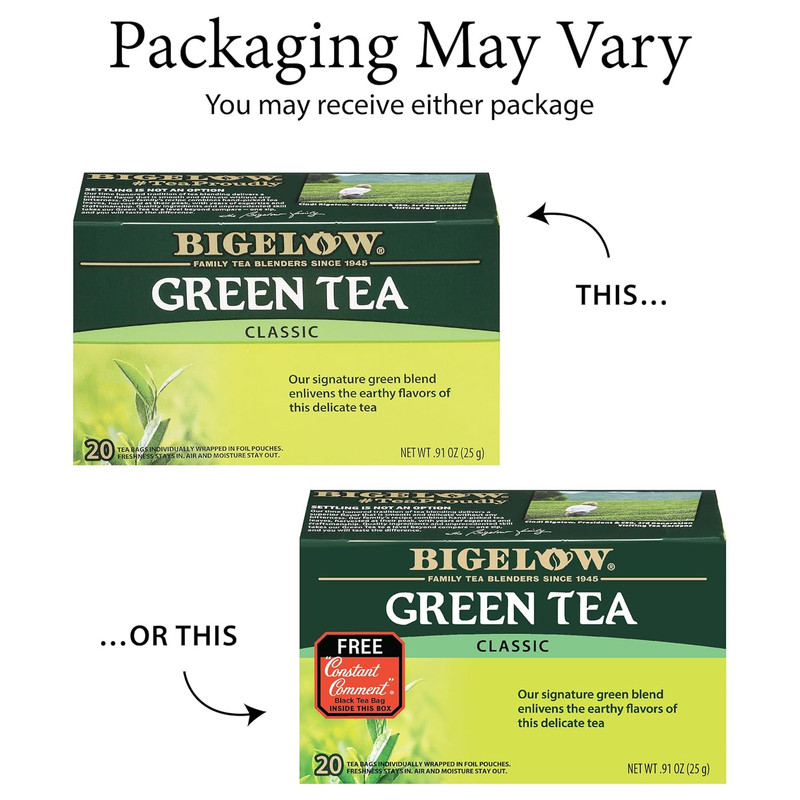 Classic Green Tea, Caffeinated Tea, 20 Count Box (Pack of 6), 120 Total Tea Bags