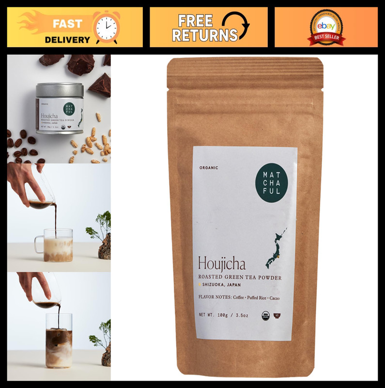 Organic Houjicha Powder – Roasted Green Tea, Smooth Flavor, Coffee Notes – 100g