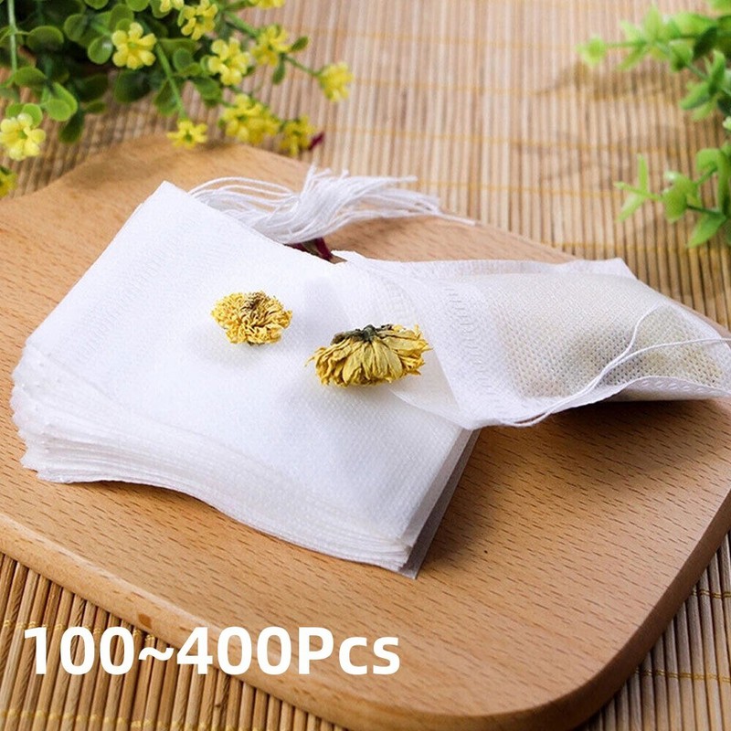 100-400 pcs Disposable Filter Drawstring Flip Empty Teabag Herb Loose Tea Bag