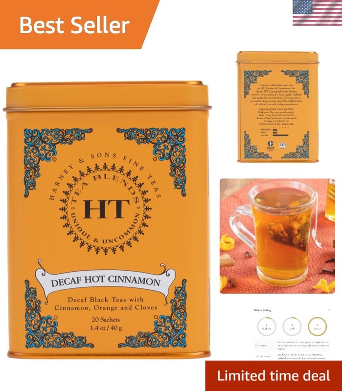 Harney & Sons Decaf Hot Cinnamon Tea – 20 Sachets, 1.4oz of Blissful Relaxation