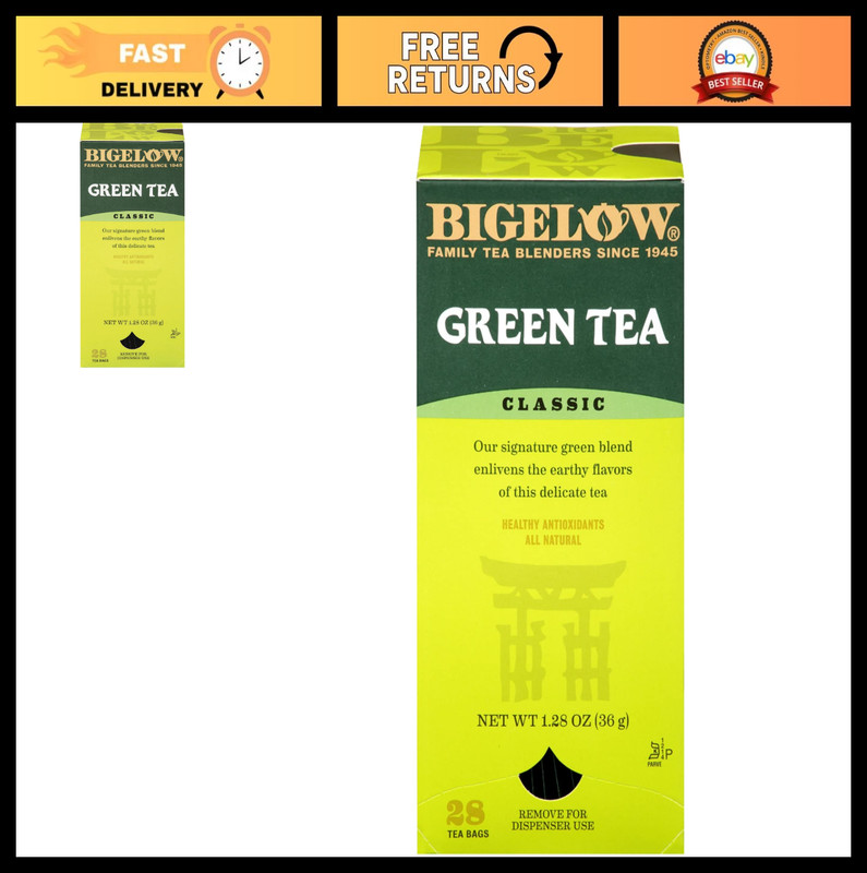 Green Tea Bags – 28 Count – Refreshing Herbal Tea for Wellness & Energy Boost