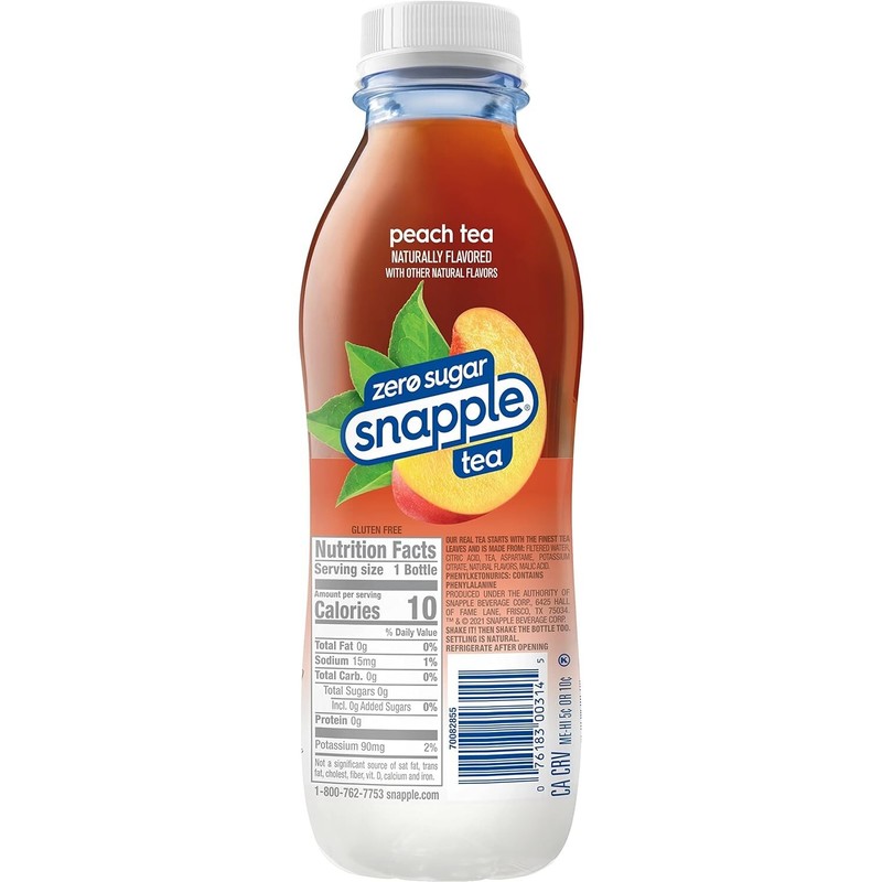 Zero Sugar Peach Tea, 16 Fl Oz Recycled Plastic Bottle, Pack of 12 gallery