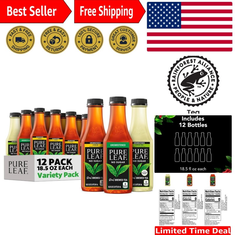 Refreshing Unsweetened Iced Tea – Variety Pack with 0 Sugar, 3 Delicious Flavors