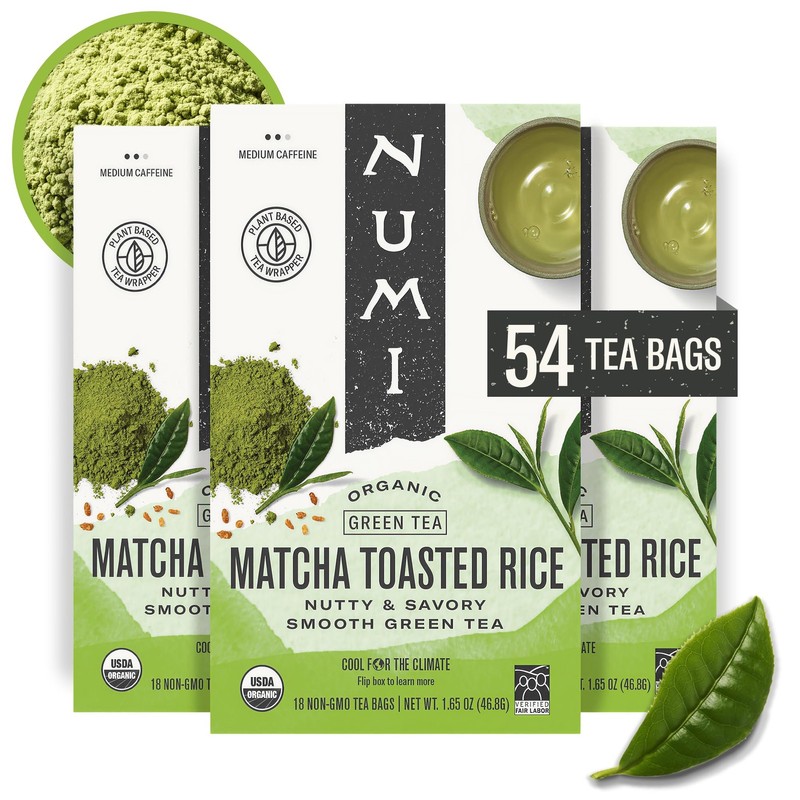 Organic Matcha Toasted Rice Tea, 54 Matcha Tea Bags, Flavorful Green Tea, Mic…