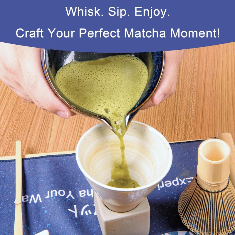 Matcha Whisk Set 7PCS – Includes Matcha Bowl with Spout, Bamboo Whisk, Scoop, Ce gallery