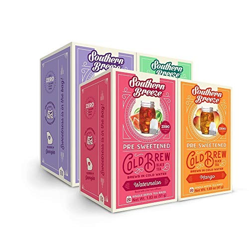 Southern Breeze Cold Brew Tea 20 Count Zero Sugar Sweet Tea Bags Pack of 4