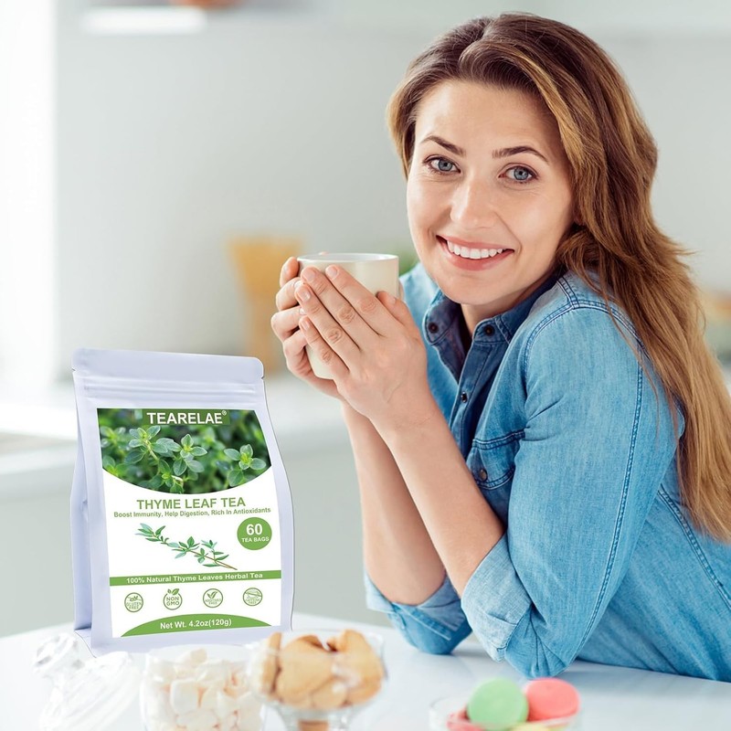 Organic 60 Count Thyme Tea Bags - Aid Digestion & Enjoy Anytime, Caffeine-Free gallery