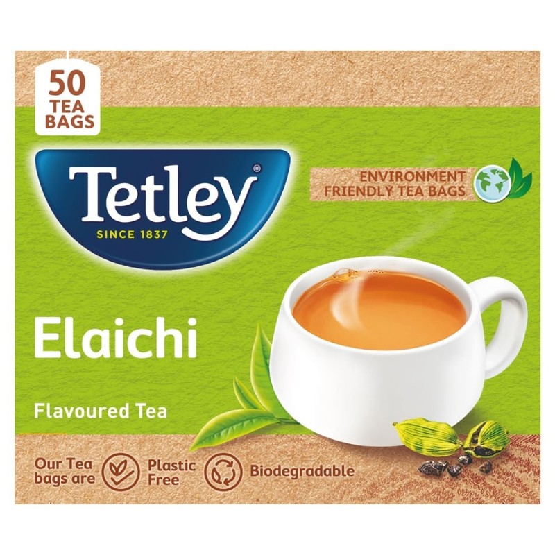 Tetley Elaichi Flavoured Chai Black Tea | 50 Tea Bags | Refreshing Aroma