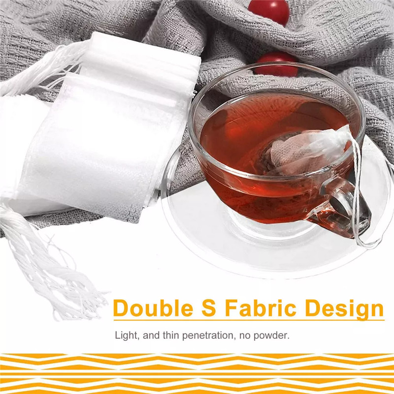 600× Disposable Tea Bag Drawstring Flip Empty Teabags Herb Loose Tea Filters US gallery