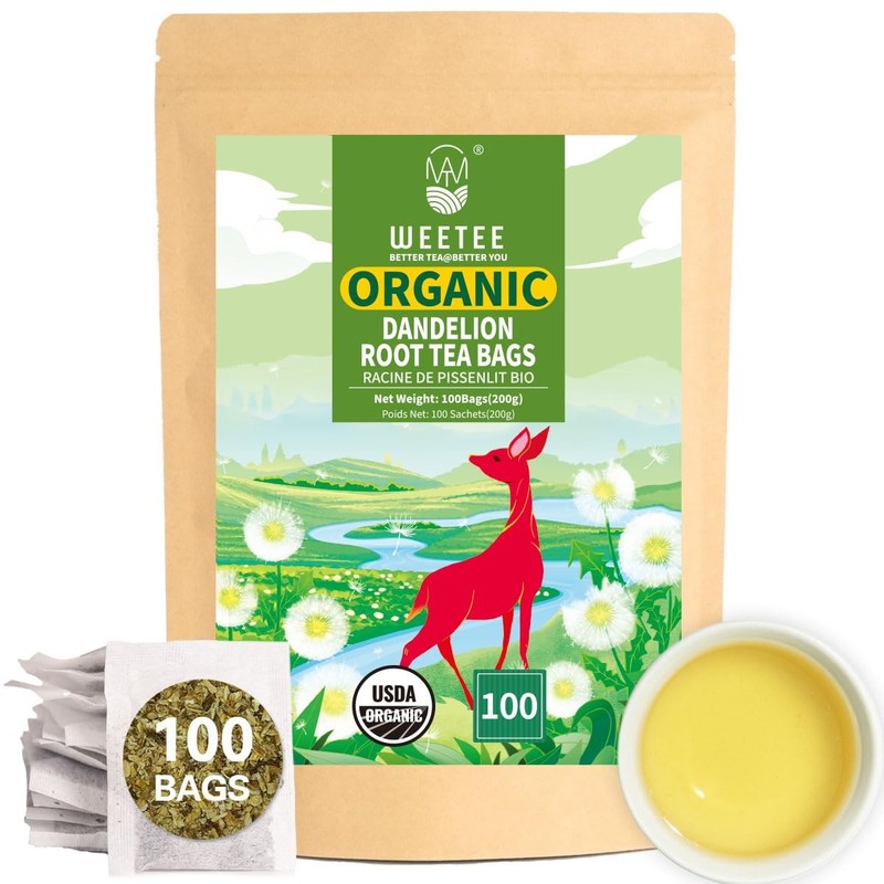 Organic Dandelion Root Tea Bags, Pure Raw Dandelion Root 100 Count, Earthy & …