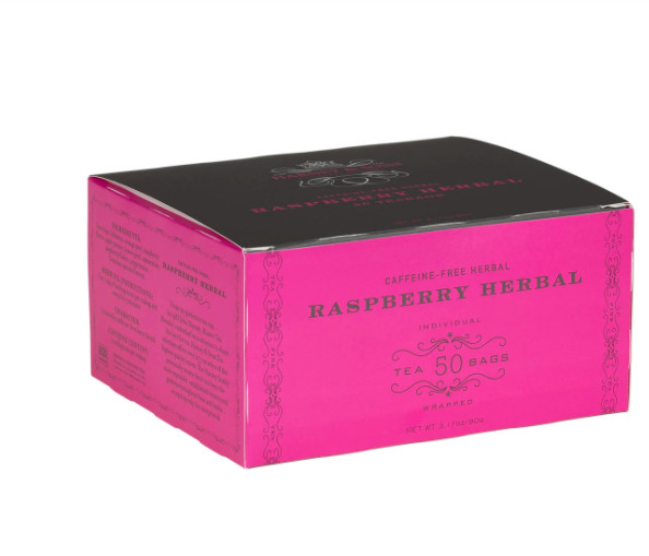 Harney & Sons 50 count box Raspberry Herbal caffeine free tea teabags
