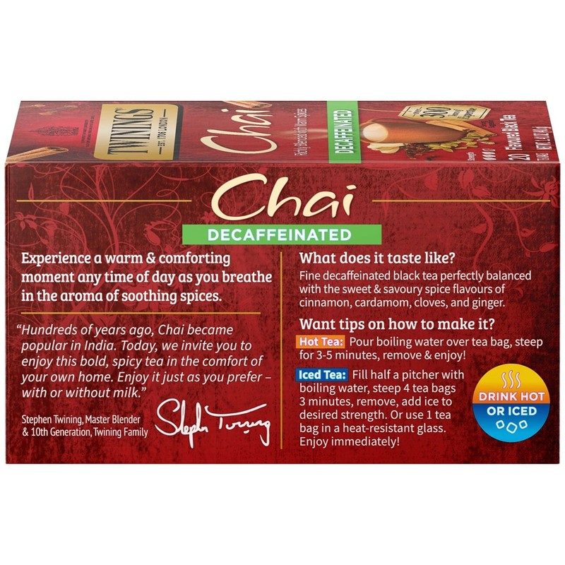 Twinings Decaffeinated Chai Tea - 20 tea bags gallery