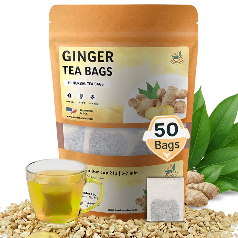 TeaDreamTea Ginger Tea Bags Caffeine Free Herbal Tea 25-400 Bags