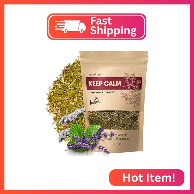 Keep Calm Valerian Root, Lavender, Peppermint Herbal Tea Loose Leaf Relaxing Wel