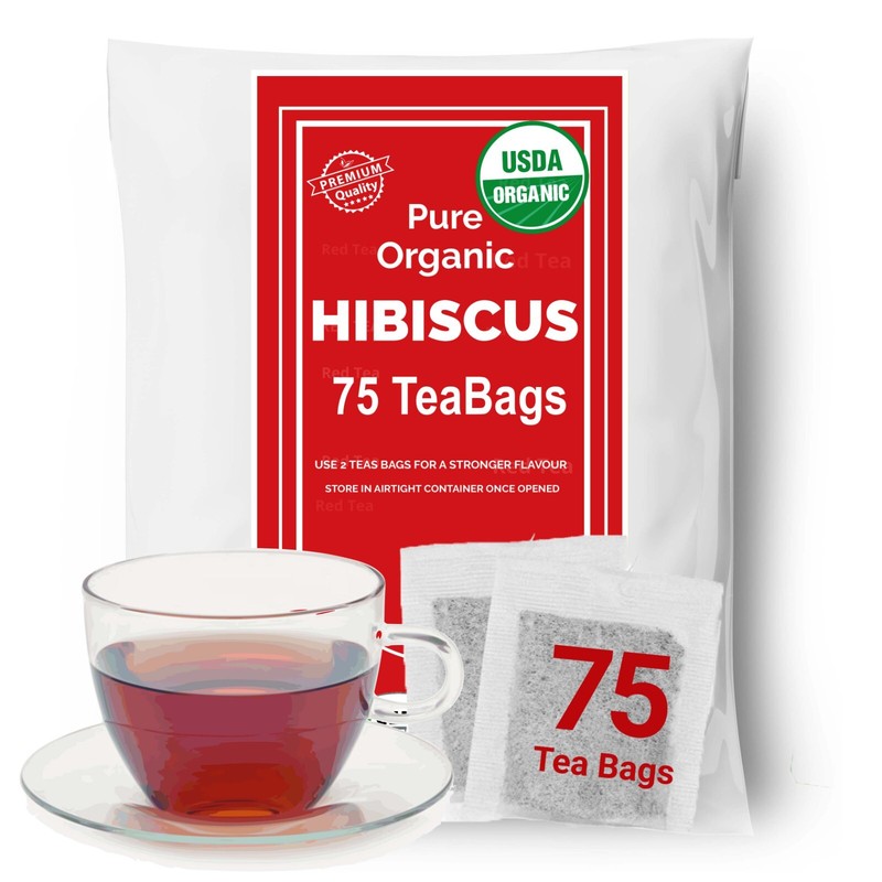 75 Organic Hibiscus Tea Bags Herbal Premium Hibiscus Flower Flor De Jamaica Tea