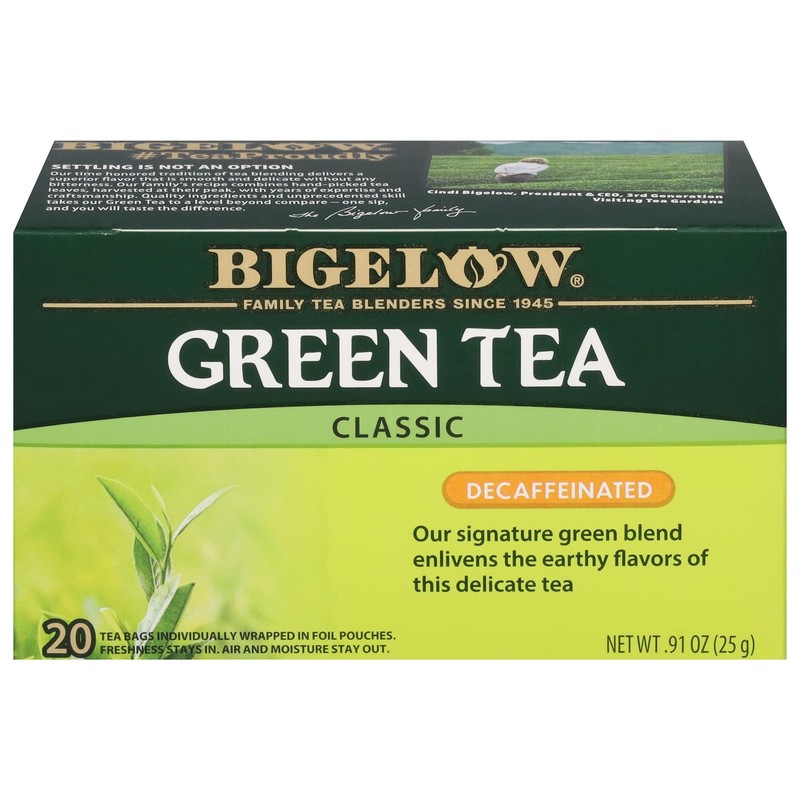 Decaffeinated Classic Green Tea Bags – 20 Count for Refreshing Brews