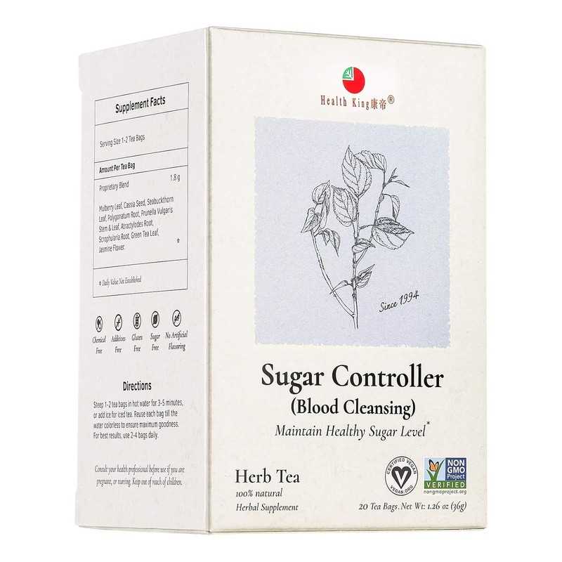 Health King Sugar Controller Herb Tea, Teabags, 20-Count 20 Count (Pack of 4)