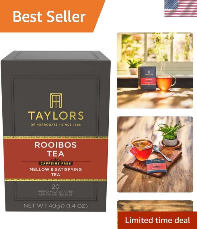 Gourmet Rooibos Tea, 20 Individually Wrapped Bags - Refreshing Hot or Iced