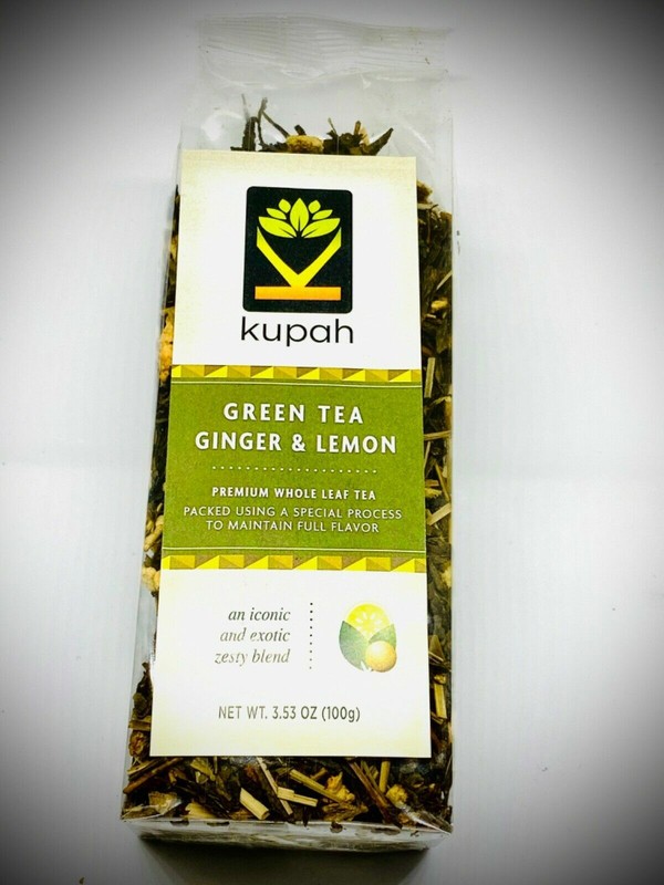 LOT OF 10 Green Tea Ginger & Lemon KUPAH Premium Whole Loose Leaf Tea