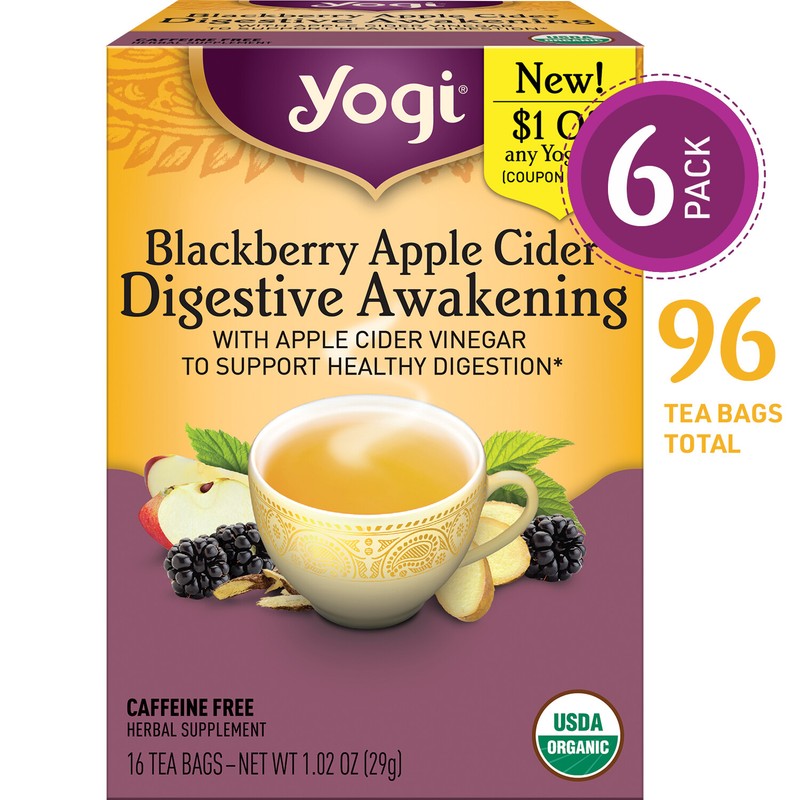 Yogi Tea – Blackberry Apple Cider Digestive Awakening – 6 Pack, 96 Tea Bags