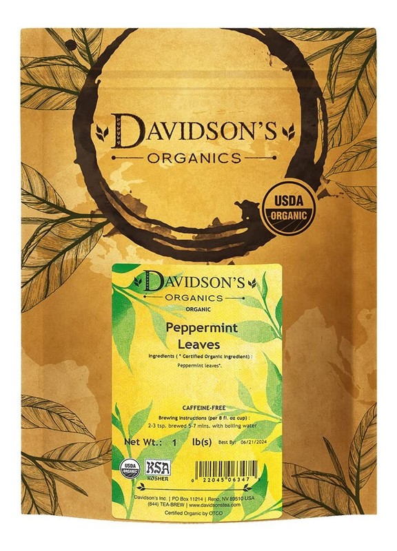 Davidson’s Tea Bulk, Organic Peppermint Leaves, 16Ounce Bag