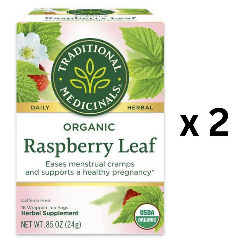 Traditional Medicinals Raspberry Leaf Organic, 16 Wrapped Tea Bags – Pack of 2