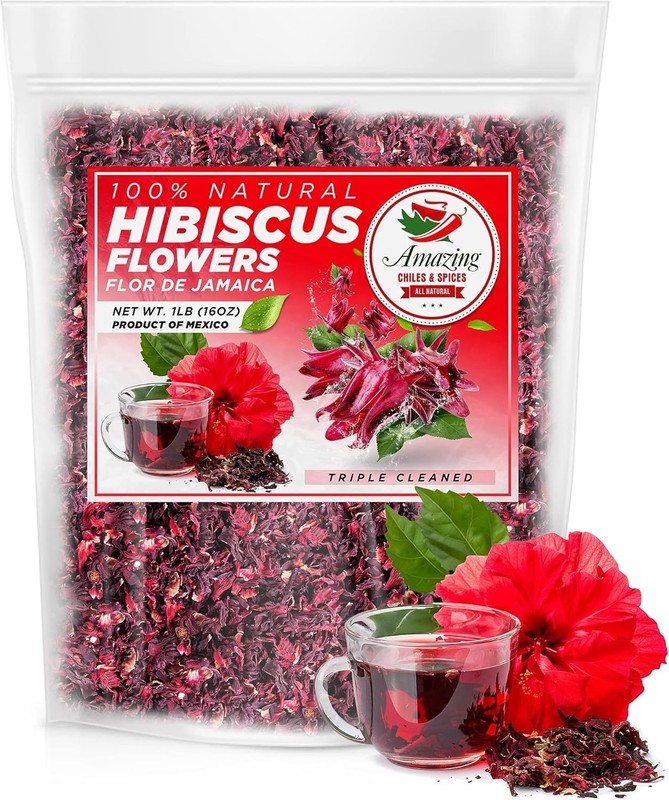 Hibiscus Flowers 2lb (32oz) – All Natural, Triple Cleaned – Whole Soft Flower…