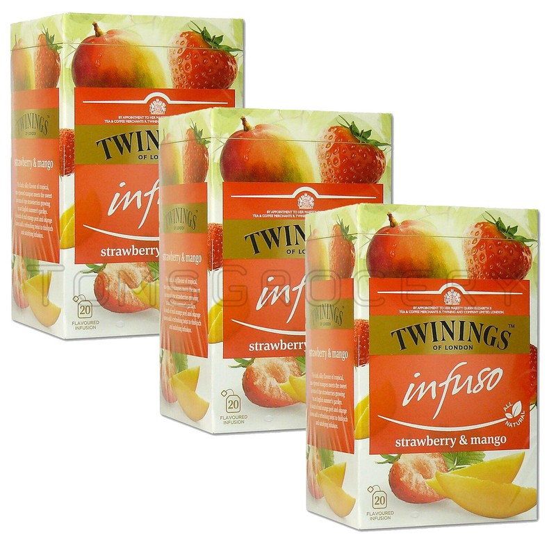 3 x TWININGS Infuso Strawberry & Mango Fruit Flavored Tea Box (60 servings)