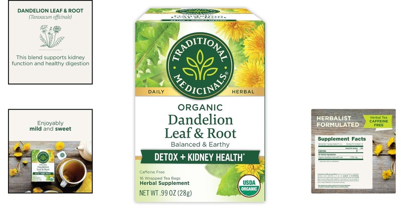 Organic Dandelion Root Tea - Detox & Digestion Support - 16 Caffeine-Free Bags gallery