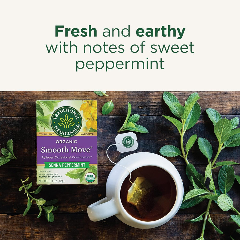Tea, Organic Smooth Move Peppermint, Relieves Occasional Constipation, Senna, 16 gallery