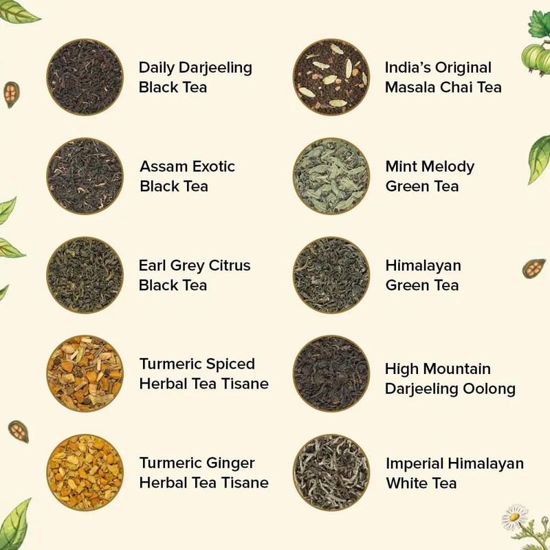 VAHDAM Top 10 Favourites Tea Sampler Set | Loose Leaf Tea (50+ Cups) | Tea gallery
