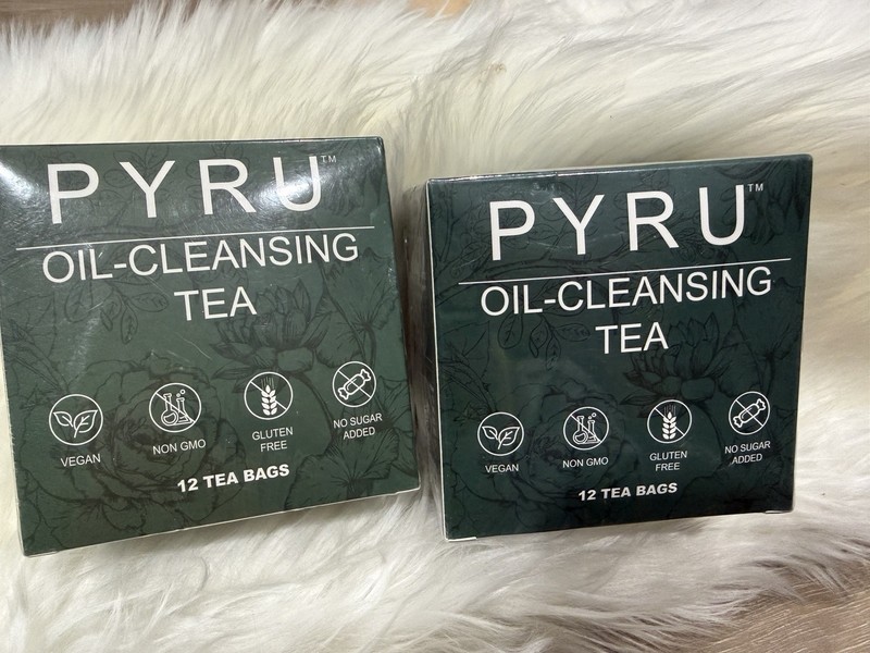 Pyru Oil-Cleansing Tea 2-Pack-24 Bags-Vegan Tea Bags Non-GMO No Gluten Exp 2/27