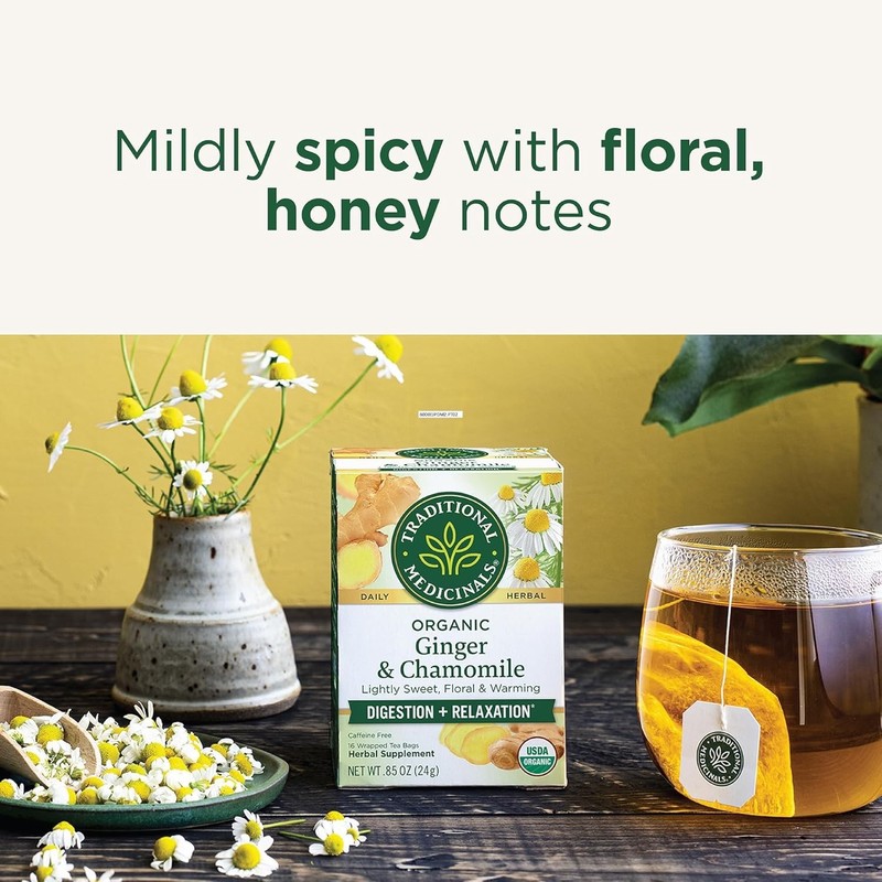 Natural Digestive Support - Organic Ginger & Chamomile Tea - 96 Count Pack of 6 gallery