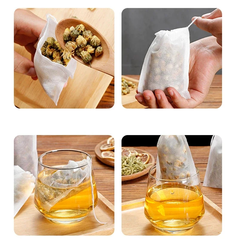 Disposable Teabags Empty Scented Tea Bags with String Heal Seal Filter Paper for gallery