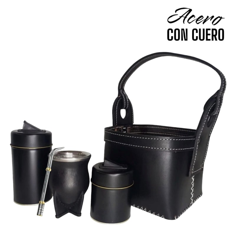 215A New Set Yerba Mate Kit: Containers Leather Gourd(Cup) Bombilla(Straw) Bag